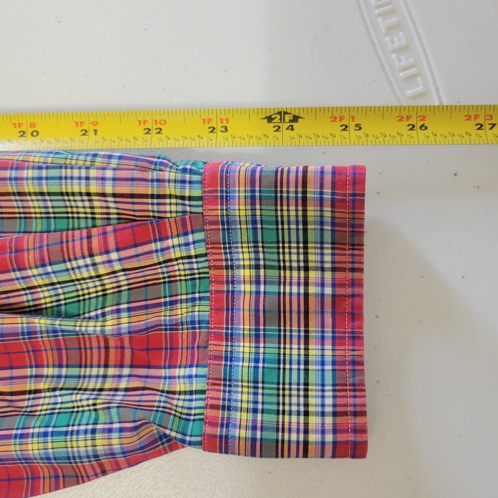 Ralph Lauren Button Down Shirt Mens L Red Plaid Long Sleeve Preppy Logo Pony - Picture 15 of 16
